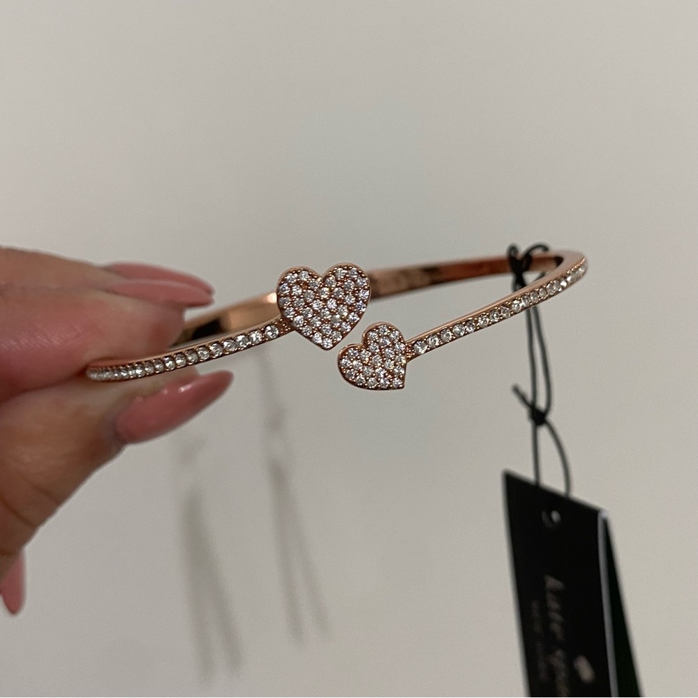 NWT! Kate Spade Yours Truly Pave Open Heart Hinge Cuff Bracelet - Picture 6 of 10